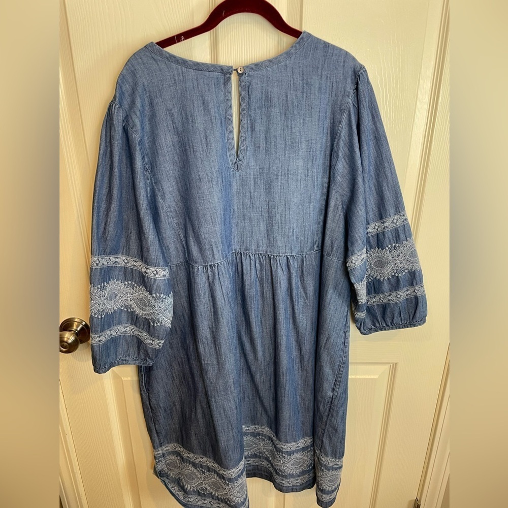 J Jill embroidered Blue Denim Dress Tunic 2x - Picture 7 of 12